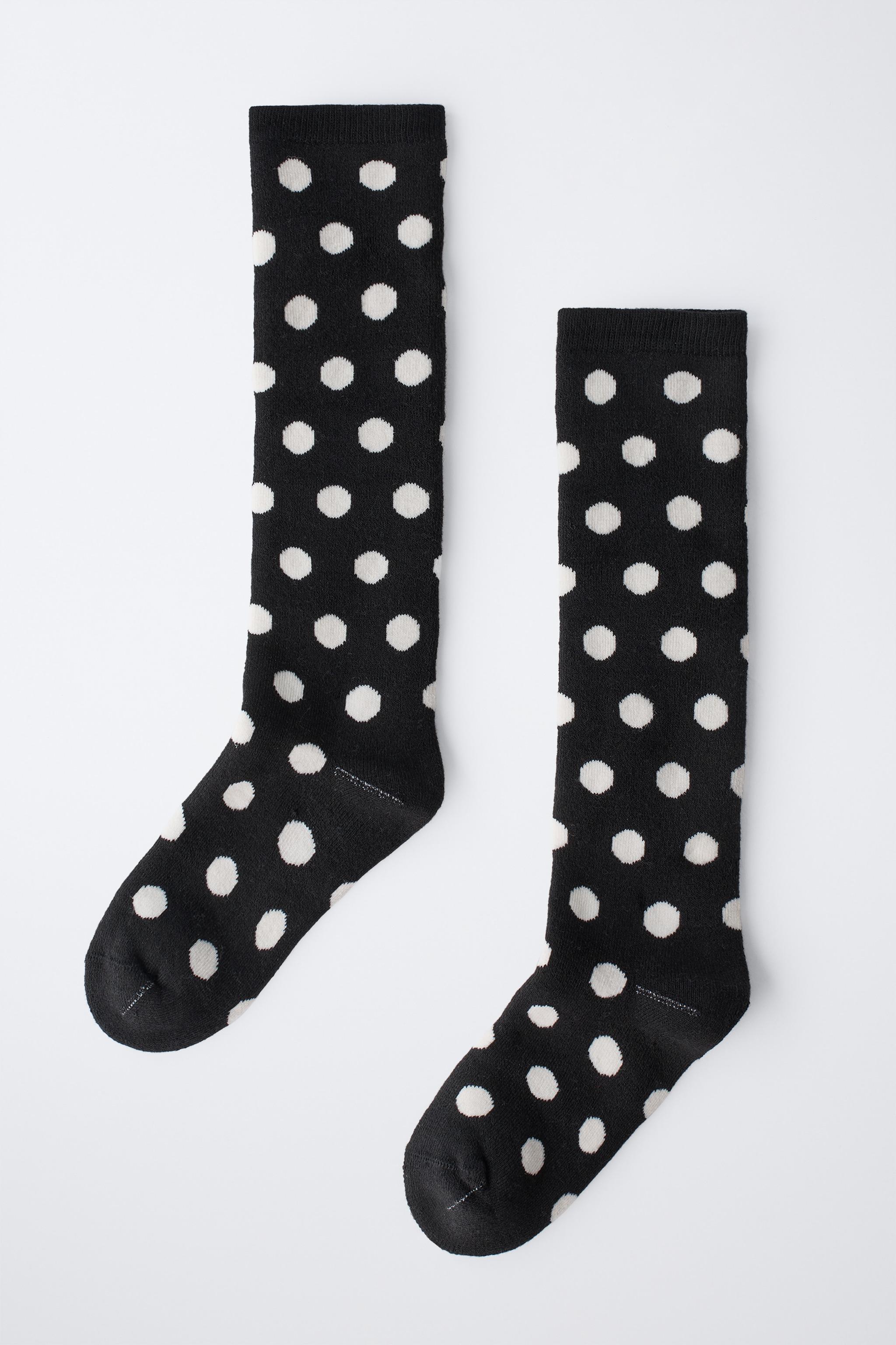 THERMAL POLKA DOT KNEE SOCKS